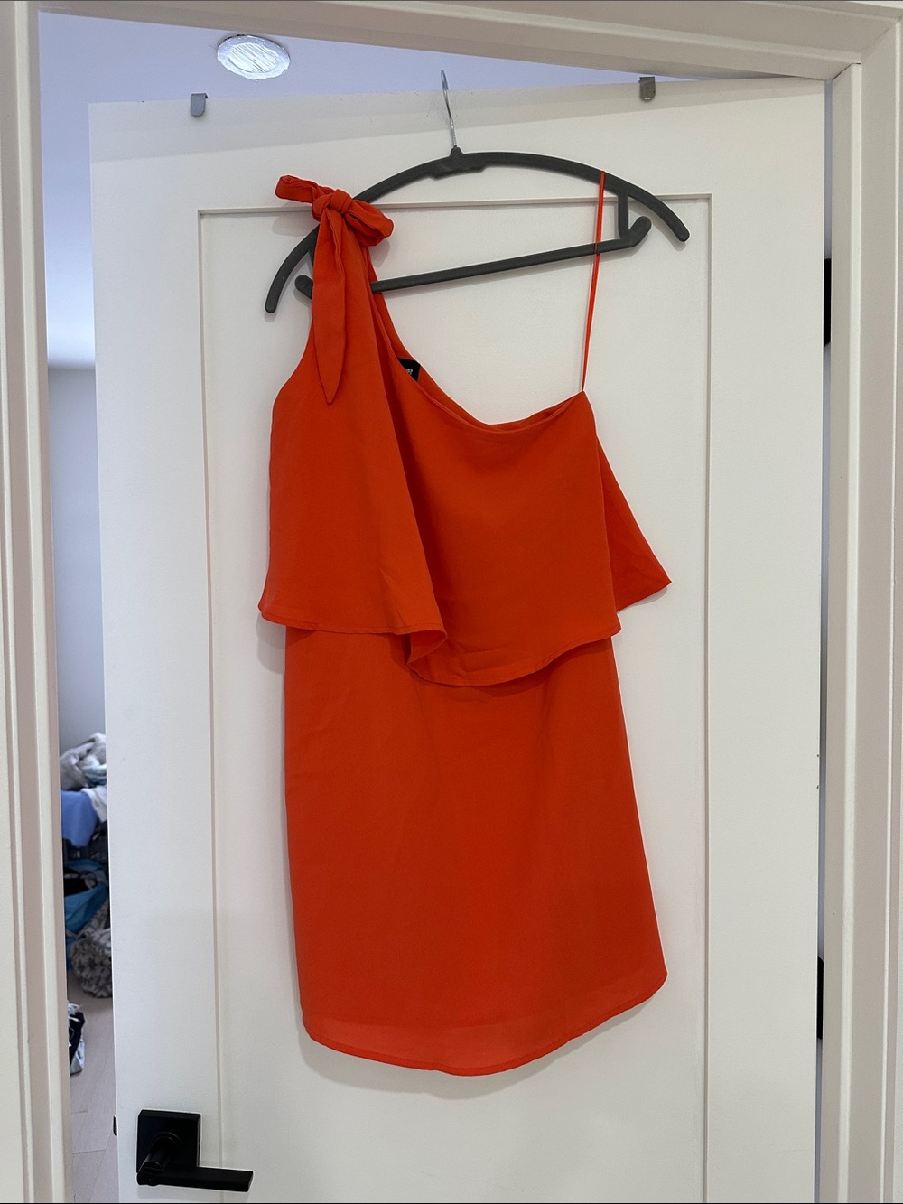 Red One-Shoulder Ruffle Mini Dress